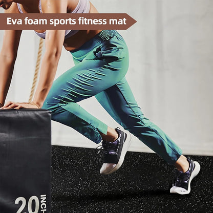 Bistlass Interlocking EVA Foam Floor Tiles, 12-Pack (48 sq ft) 0.56" Thick High-Density Black Tiles for Gym Equipment, Home Workouts & Protective Flooring