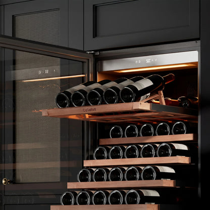 Ca'Lefort 24 inch 166-Bottle Wine Cooler Refrigerator Freestanding/Built-In Dual Zone 3-Color LED Lighting for Home, Bar & Office