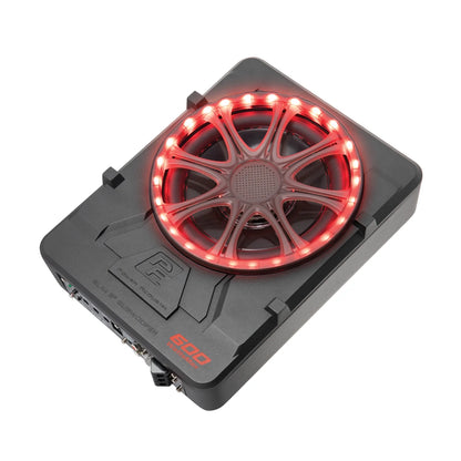 Power Acoustik USW-80L Low Profile 8" Car Subwoofer Enclosure, 600W Class D Amplifier + LED Lighting (New)