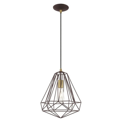 41324-69-Livex Lighting-Knox - 1 Light Pendant In Geometric Style-18 Inches Tall and 12.25 Inches Wide-Shiny White Finish -Traditional Installation
