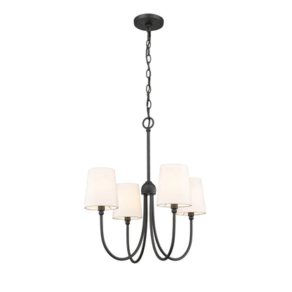 CFC Lighting Forged Black 22"W x 23"H Rustic Chandelier with 4 Fabric Shades