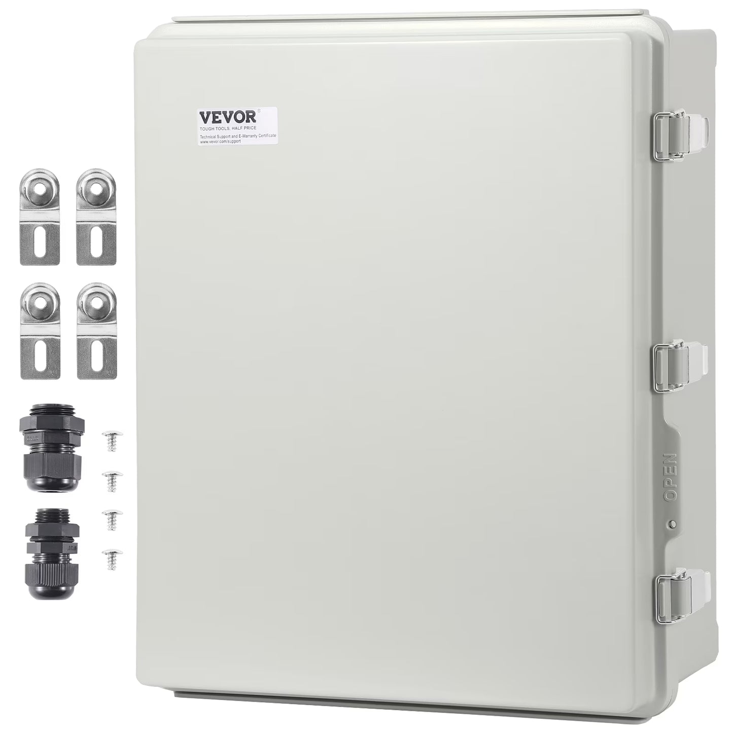 VEVOR Outdoor Electrical Junction Box, 20.87 x 16.92 x 7.87 in, ABS Plastic Electrical Enclosure Box with Hinged Cover Stainless Steel Latch, IP67 Dustproof Waterproof