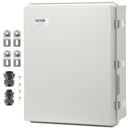 VEVOR Outdoor Electrical Junction Box, 20.87 x 16.92 x 7.87 in, ABS Plastic Electrical Enclosure Box with Hinged Cover Stainless Steel Latch, IP67 Dustproof Waterproof