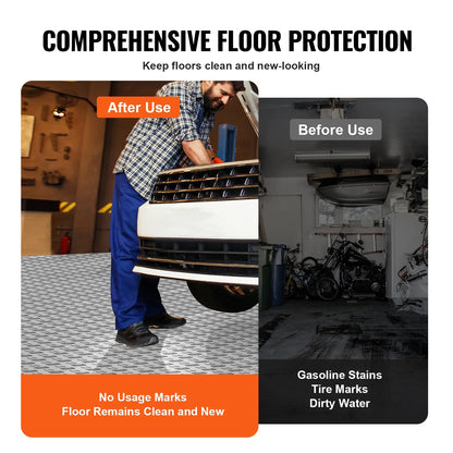KFFKFF Garage Tiles 12x12 in 50 Piece Garage Floor Tiles Silver Interlocking