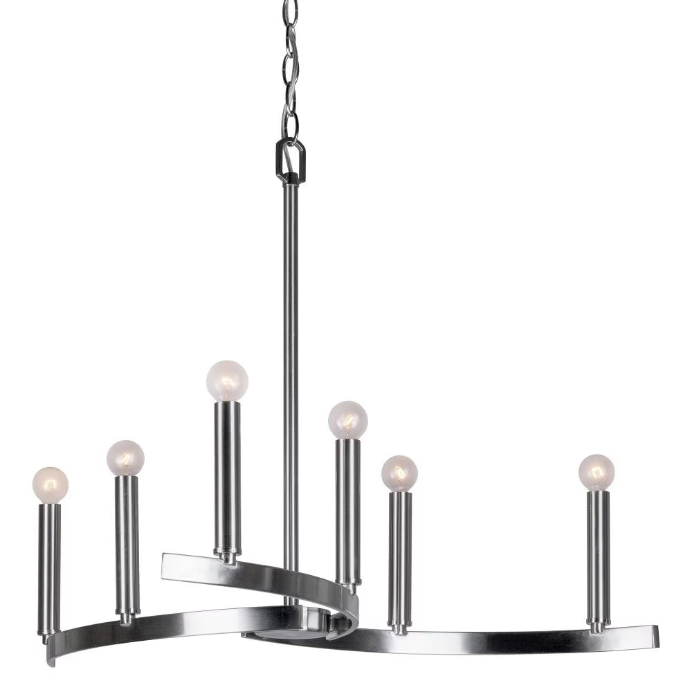 7075-06-55-Forte Lighting-Wyatt - 6 Light Chandelier-21.5 Inches Tall and 27.25 Inches Wide-Brushed Nickel Finish -Traditional Installation