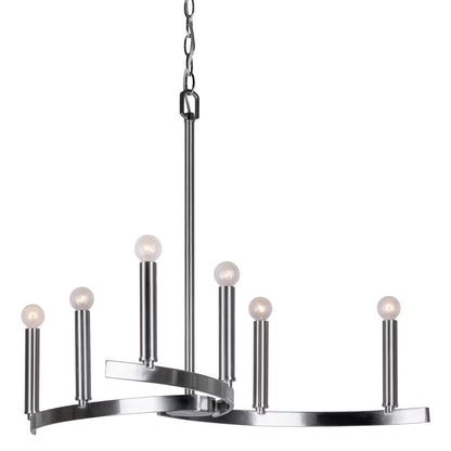 7075-06-55-Forte Lighting-Wyatt - 6 Light Chandelier-21.5 Inches Tall and 27.25 Inches Wide-Brushed Nickel Finish -Traditional Installation