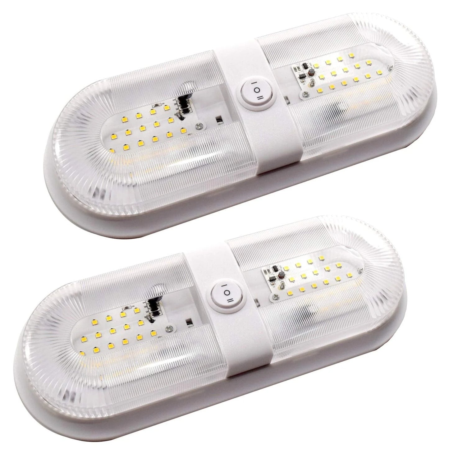 HQRP 2-Pack RV LED Ceiling Double Dome 12V-24V 560 Lumen Interior Indoor Lights Replacement Trailer Camper Boat Marine Motorhome Lighting Fixtures with ON/OFF Switch