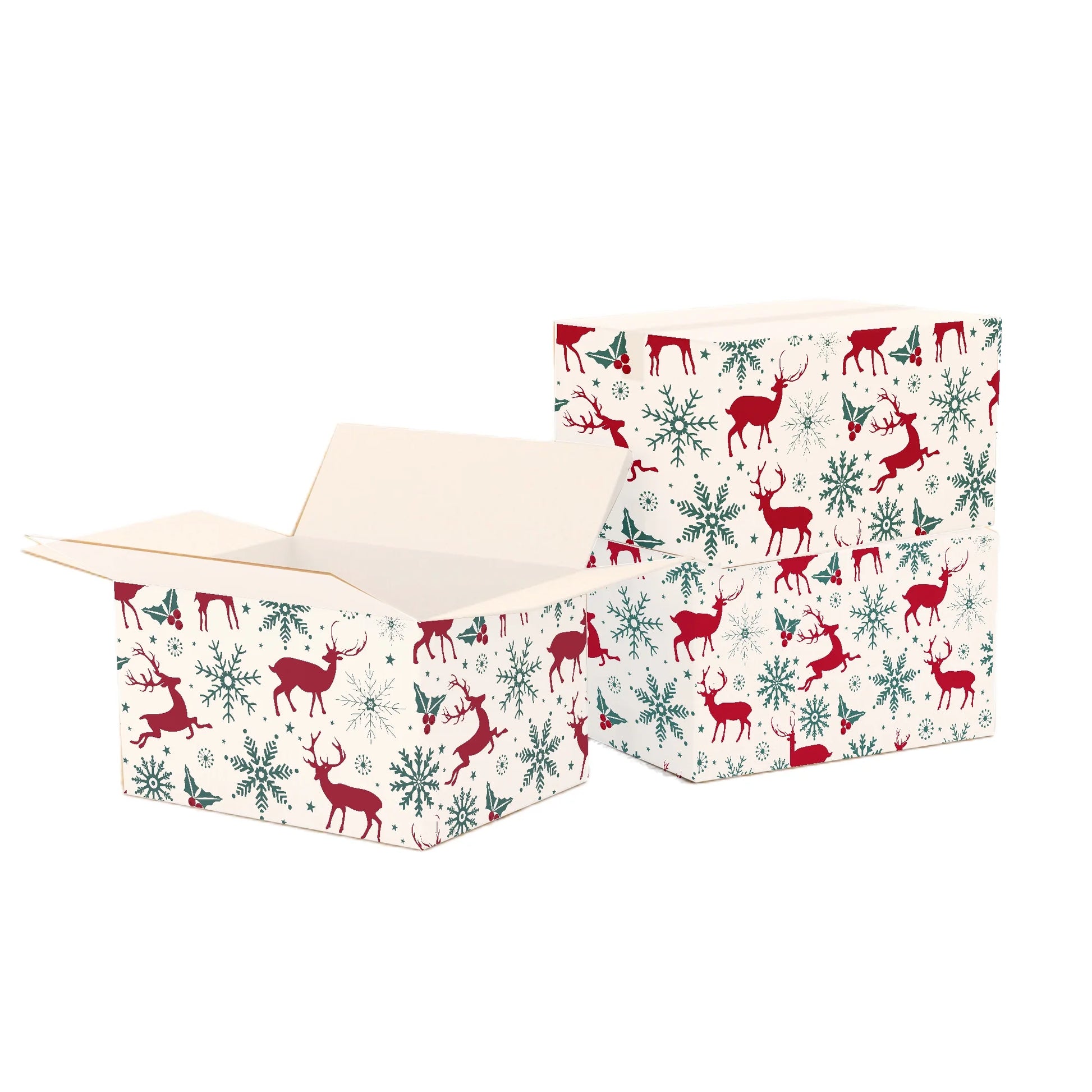 Ucanpack Christmas Packing Boxes 8x6x4 inch - 100 Pack Vintage Reindeer Printed Square Christmas Boxes - Holiday Shipping Box Made in USA Christmas Shipping Boxes Large