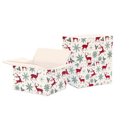 Ucanpack Christmas Packing Boxes 8x6x4 inch - 100 Pack Vintage Reindeer Printed Square Christmas Boxes - Holiday Shipping Box Made in USA Christmas Shipping Boxes Large