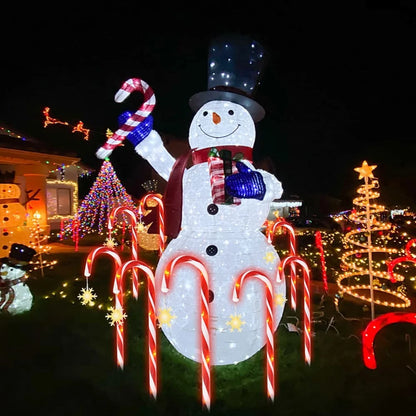 8 pk Solar Outdoor 20 inches LED 8 Modes Christmas Xmas Candy Cane Crutches with Stars Holiday Waterproof Pathway Warm Lights
