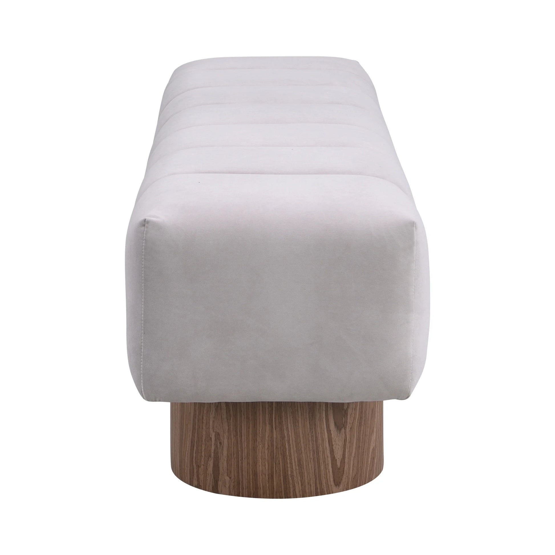 Christopher Knight Home Modern Mid-Century 64" Velvet Tufted Ottoman Bench, Faux Wood Legs, Light Gray