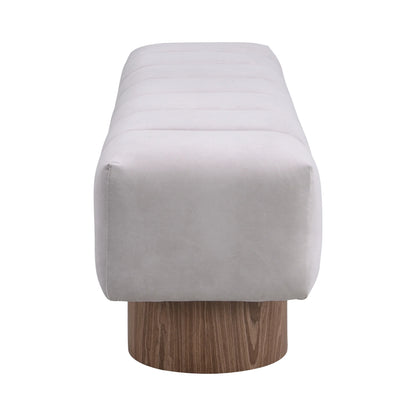Christopher Knight Home Modern Mid-Century 64" Velvet Tufted Ottoman Bench, Faux Wood Legs, Light Gray