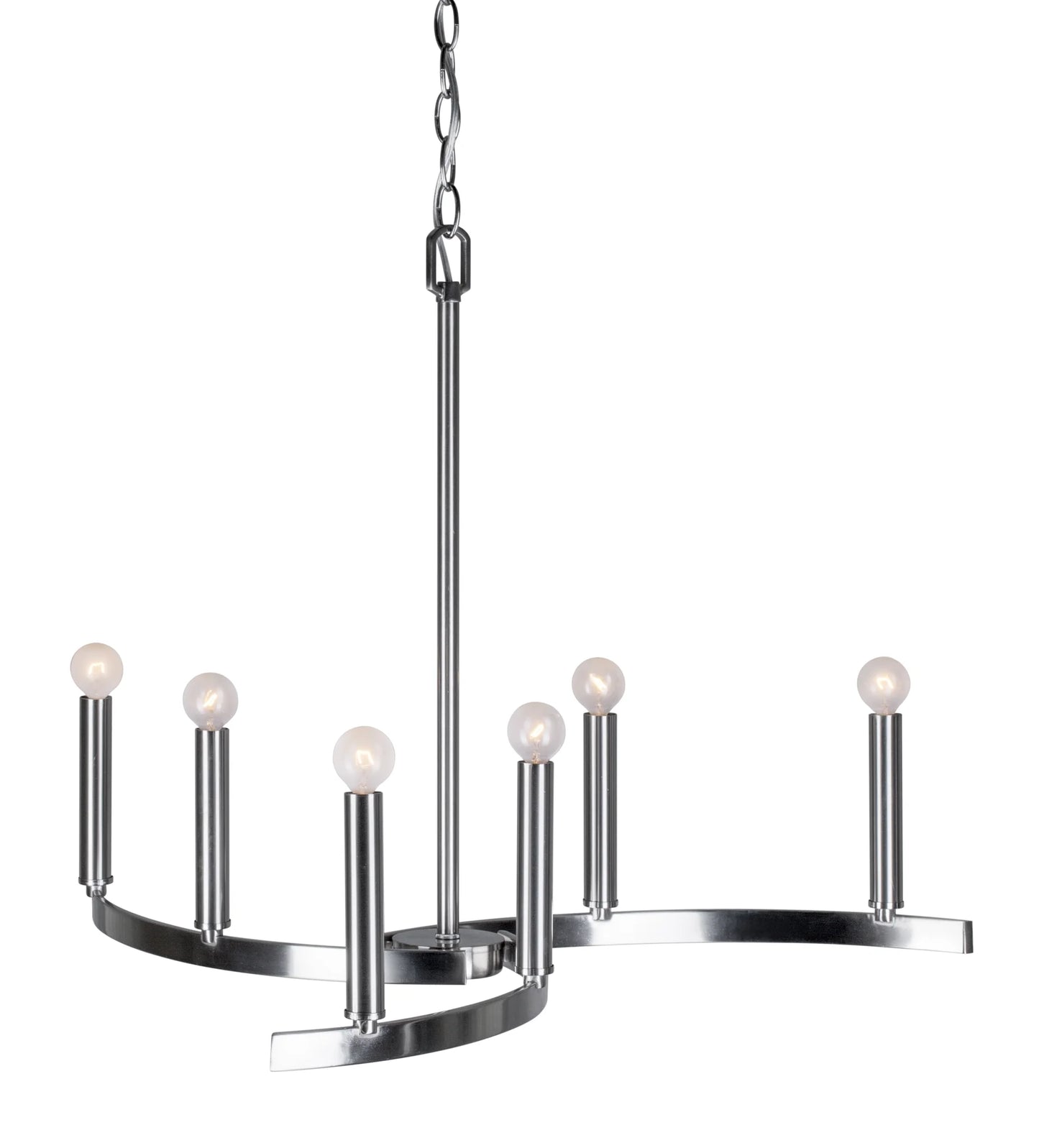 7075-06-55-Forte Lighting-Wyatt - 6 Light Chandelier-21.5 Inches Tall and 27.25 Inches Wide-Brushed Nickel Finish -Traditional Installation