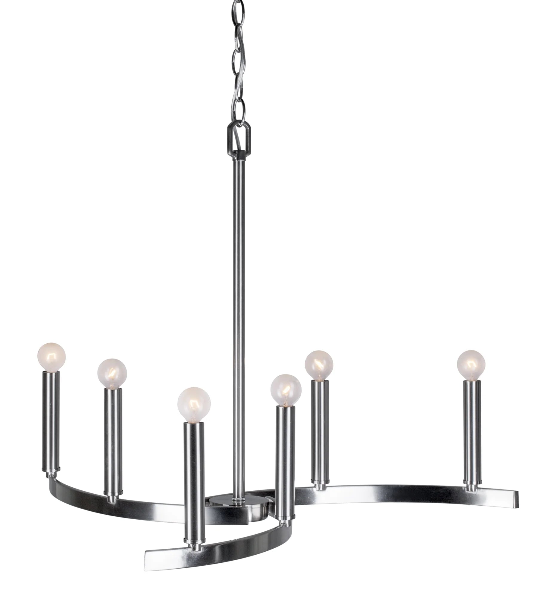 7075-06-55-Forte Lighting-Wyatt - 6 Light Chandelier-21.5 Inches Tall and 27.25 Inches Wide-Brushed Nickel Finish -Traditional Installation