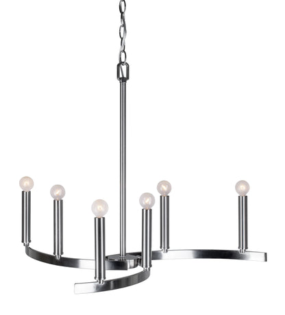 7075-06-55-Forte Lighting-Wyatt - 6 Light Chandelier-21.5 Inches Tall and 27.25 Inches Wide-Brushed Nickel Finish -Traditional Installation