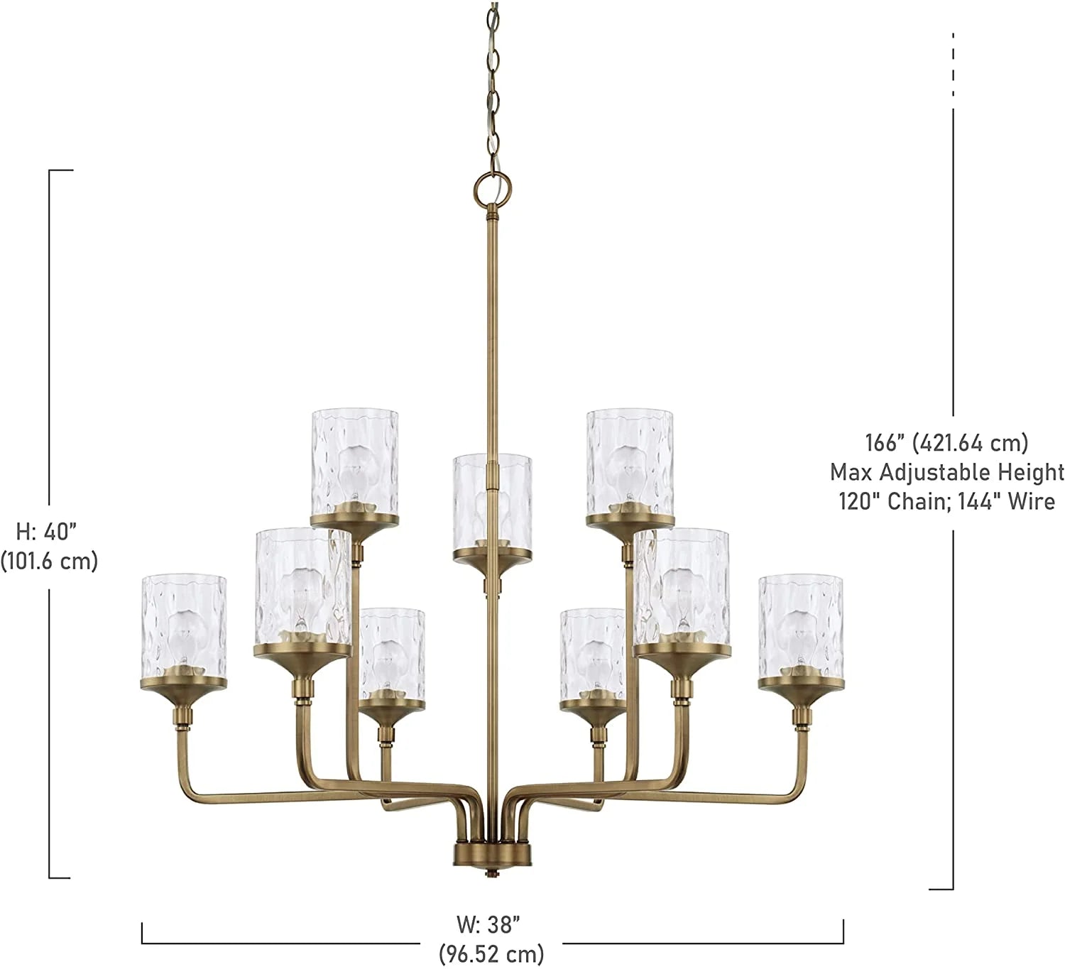 Capital Lighting 428891-451 Colton 9 Light 38" Wide Chandelier - Brass