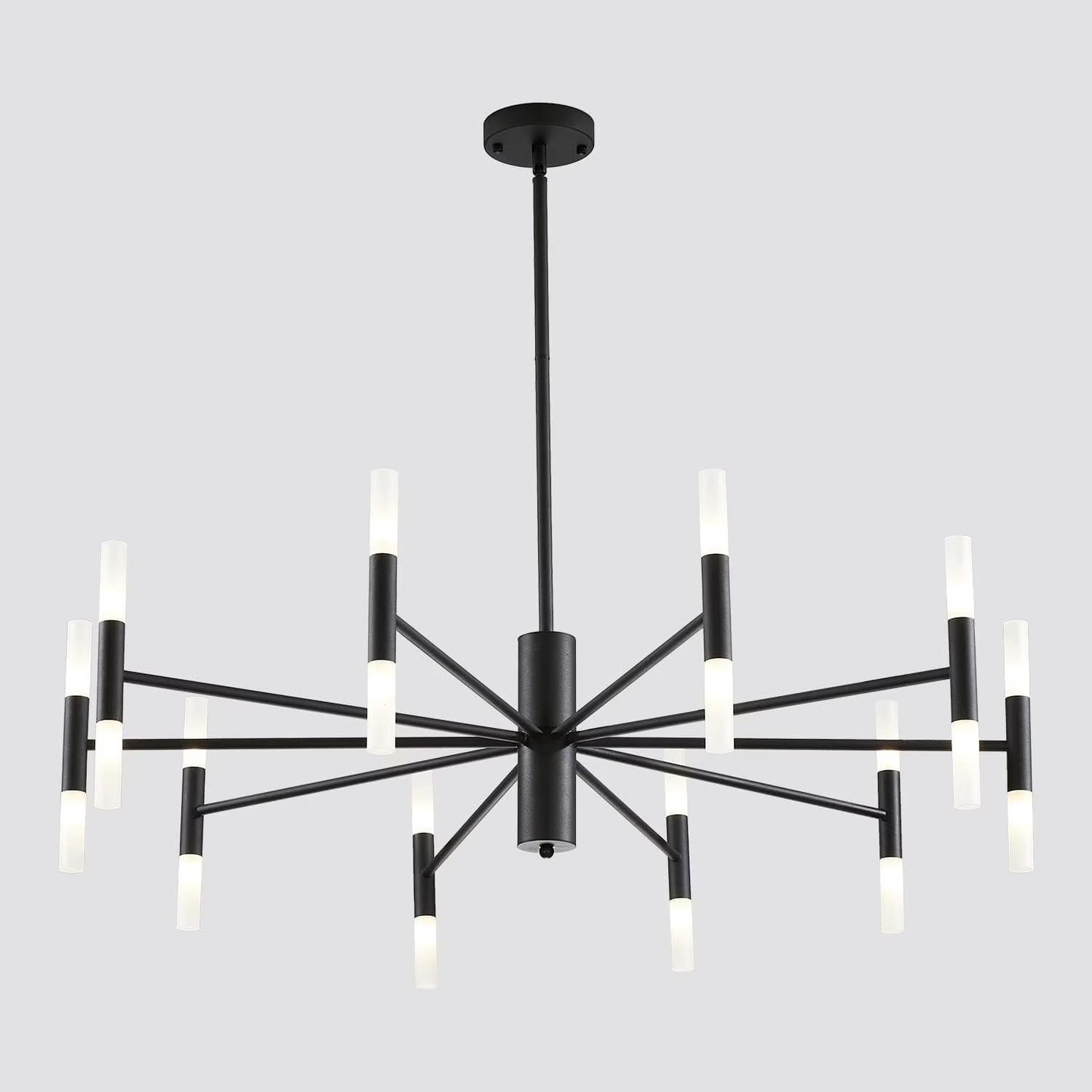 KCO Lighting Black Sputnik Light Fixture, Vintage Chandelier 40 Lights, Mid Century Modern LED Farmhouse Ceiling Light