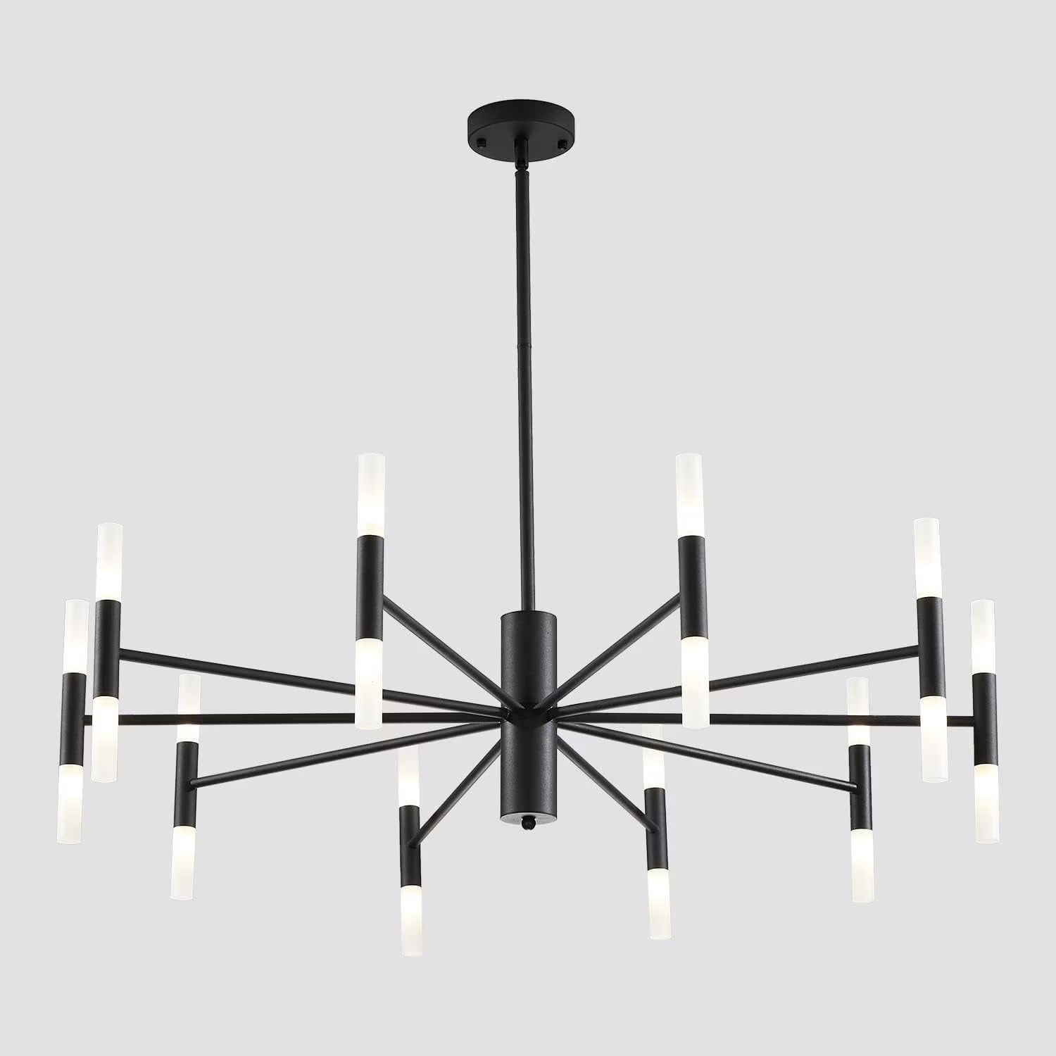 KCO Lighting Black Sputnik Light Fixture, Vintage Chandelier 40 Lights, Mid Century Modern LED Farmhouse Ceiling Light