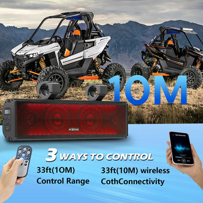 PUREVOX UTV Sound Bar 17 inch Waterproof Soundbar Bluetooth LED Lighting 400W Power 4" Full Range Speaker