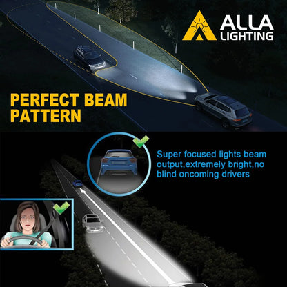 Alla Lighting 9006(HB4) 9005(HB3_ LED Headlights Bulbs Combo High Beam, Low Beam Replacement, 6000K-6500K Xenon White Xtreme Super Bright Conversion Kits