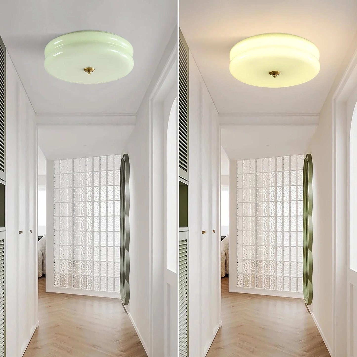 KCO Lighting Mid Century Modern LED Ceiling Lights Mint Green Glass Ceiling Lamp Large Hallway Ceiling Light