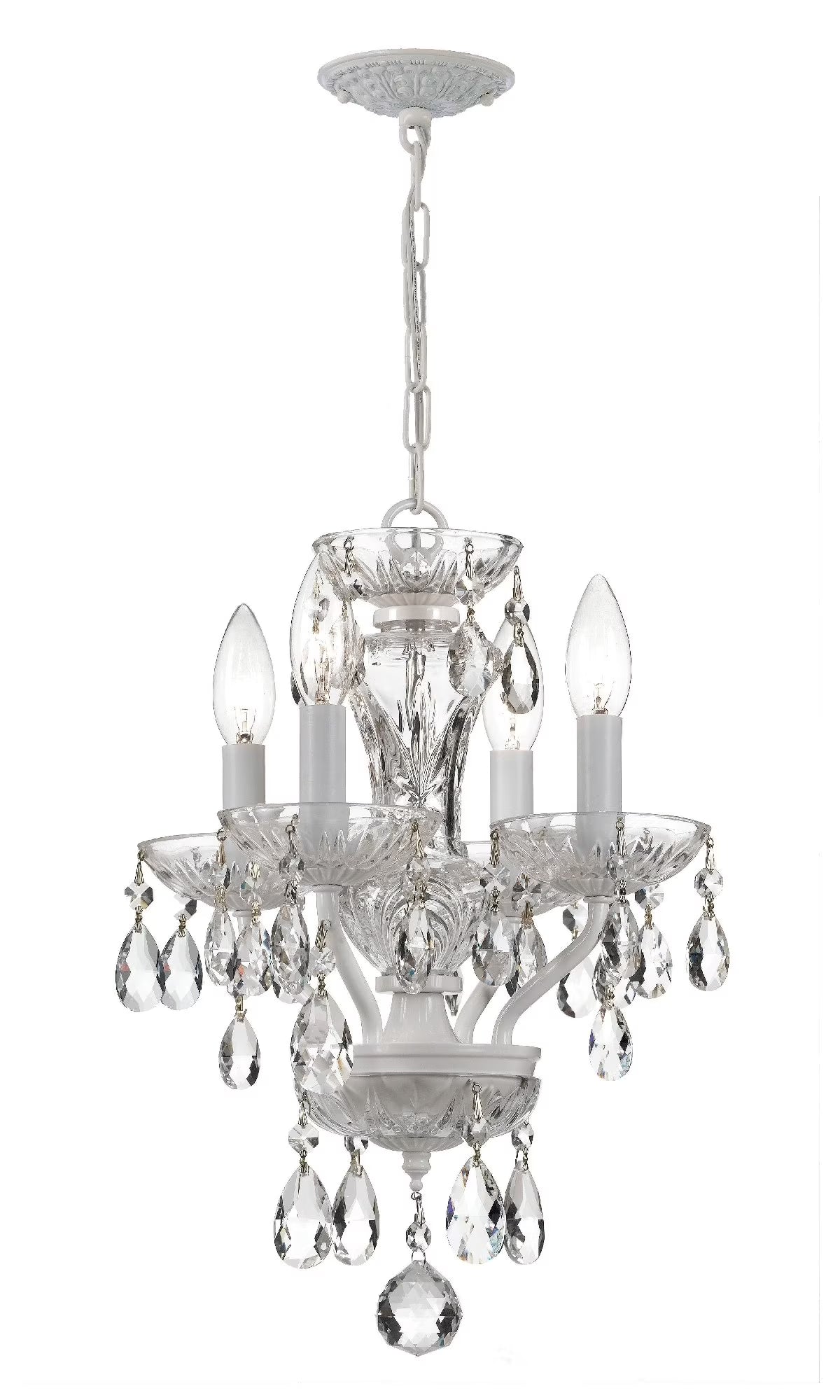 5534-EB-CL-MWP-Crystorama Lighting-Traditional Crystal - 15 Inch 4 Light Chandelier-Hand Cut Crystal Type-English Bronze Finish -Traditional