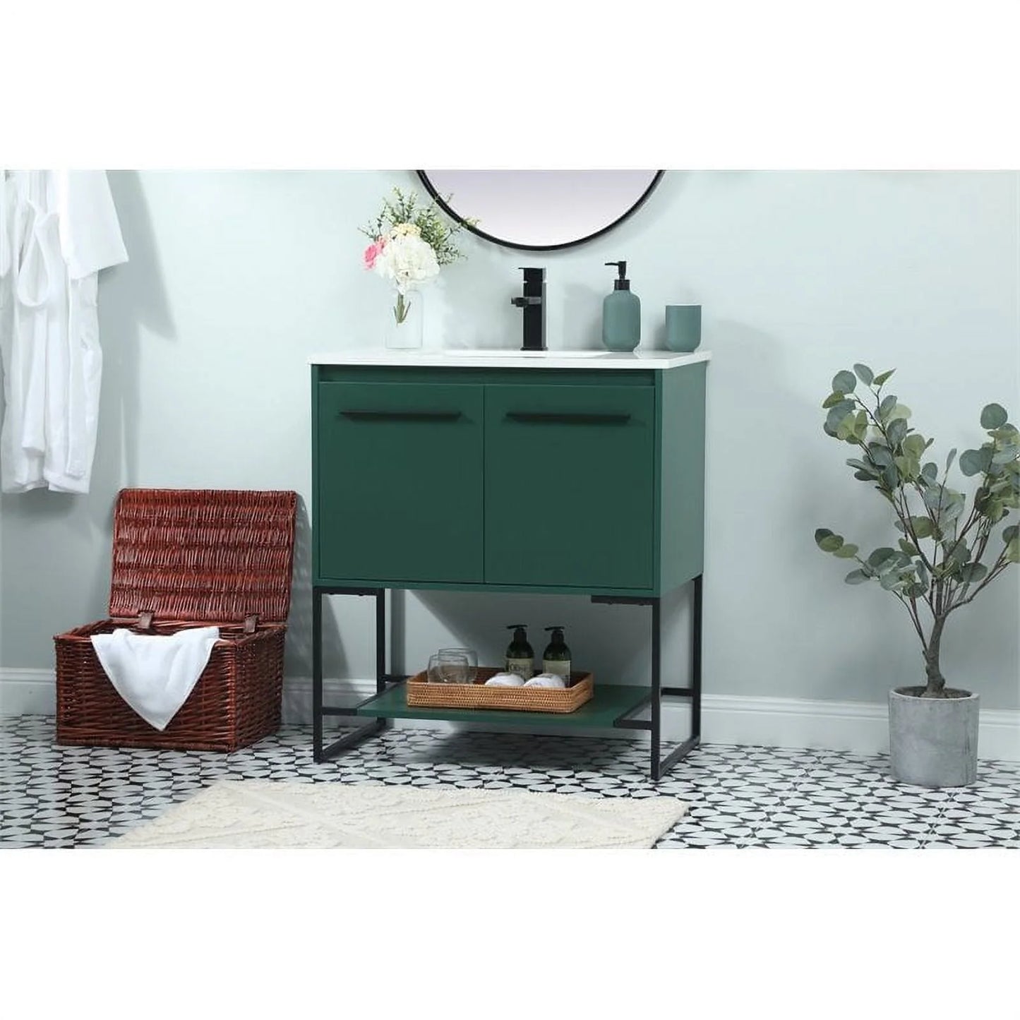 Elegant Lighting Vf42530m Sloane 30" Free Standing Single Basin Vanity Set - Green