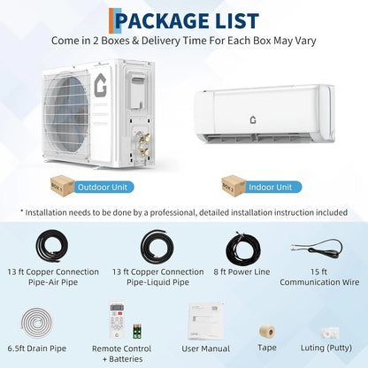 19 SEER2 9000 BTU Mini Split Air Conditioner,2025 New Update 230 V Split AC Unit Heating and Coolings up to 450,Inverter Ductless Air Conditioner w/Wifi,Remote Control.More Energy Efficient