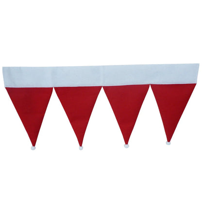 Hemoton Christmas Santa Hat Curtain Valance Christmas Door Window Flag Bunting Decorations for Home Living Room (Red)