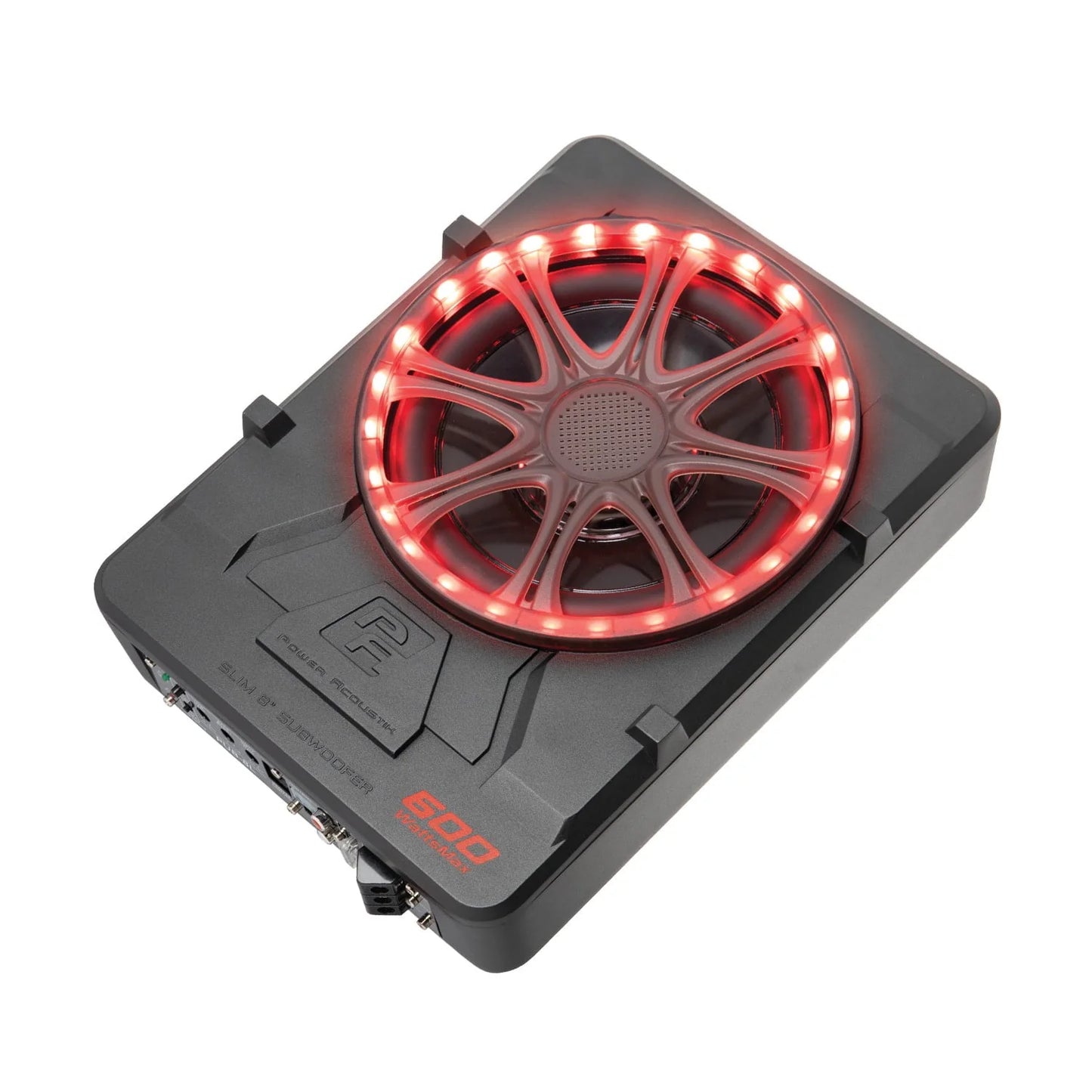 Power Acoustik Low Profile 8" Car Subwoofer Enclosure with 600W Class D Amplifier & LED Lighting