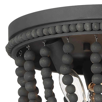 ACROMA Fidenza 3-light Boho Beaded Flush Mount Ceiling Light Farmhouse Coastal Dome Lighting Aged Zinc