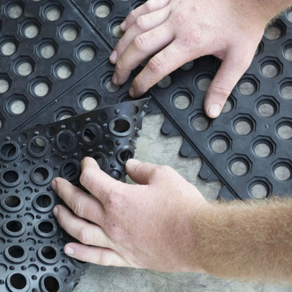 Black 3 x 3 ft Interlocking Rubber Mats - 4 Pack