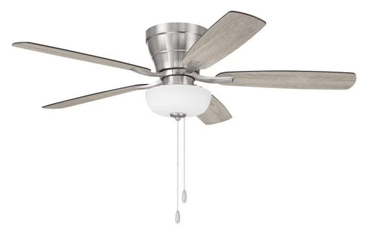 WHL52BNK5C1-Craftmade Lighting-Wheeler - 5 Blade Flush Mount Ceiling Fan with Light Kit-13.5 Inches Tall and 52 Inches Wide-Brushed Polished Nickel