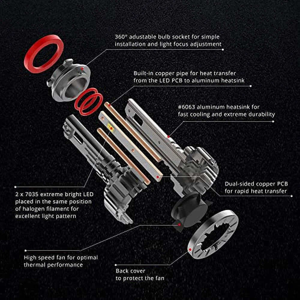 Alla Lighting H11 and 9005 Combo High Beam, Low Beam Headlights, 6000K-6500K Xenon White 9005 H11 LED Bulbs HB3 9005LL 9005XS 9005L+ H8 H8LL