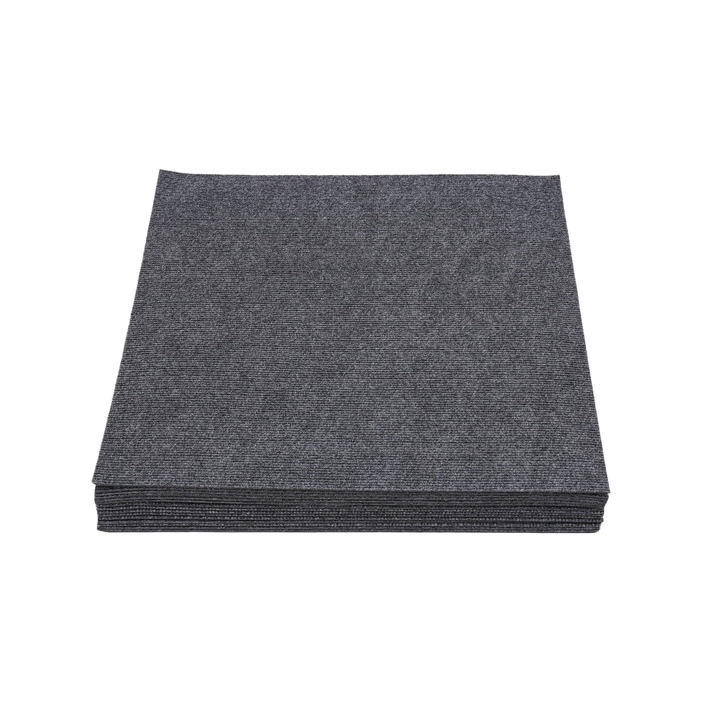 Dark Grey Carpet Tiles 24x24in, Low-Maintenance Polyester Fiber, Self-Adhesive 15-Pcs Set with Effortless Cleaning, Suitable for Hotels & Warehouses