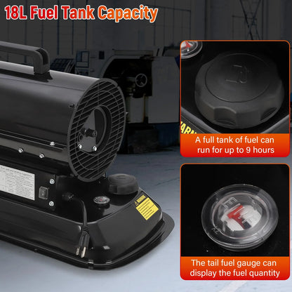 Towallmark Space Heater,80,000 BTU Forced Air Diesel Heater & Kerosene Heater, Space Heaters for Indoor Use,Christmas Gifts