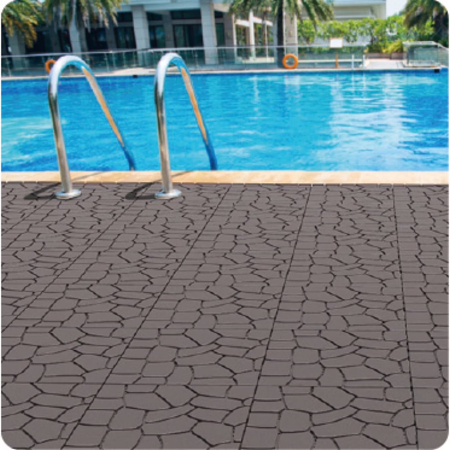 BOFANG 12" x 12" x 0.8" Gray Polypropylene Interlocking Floor Mats, 44-Piece