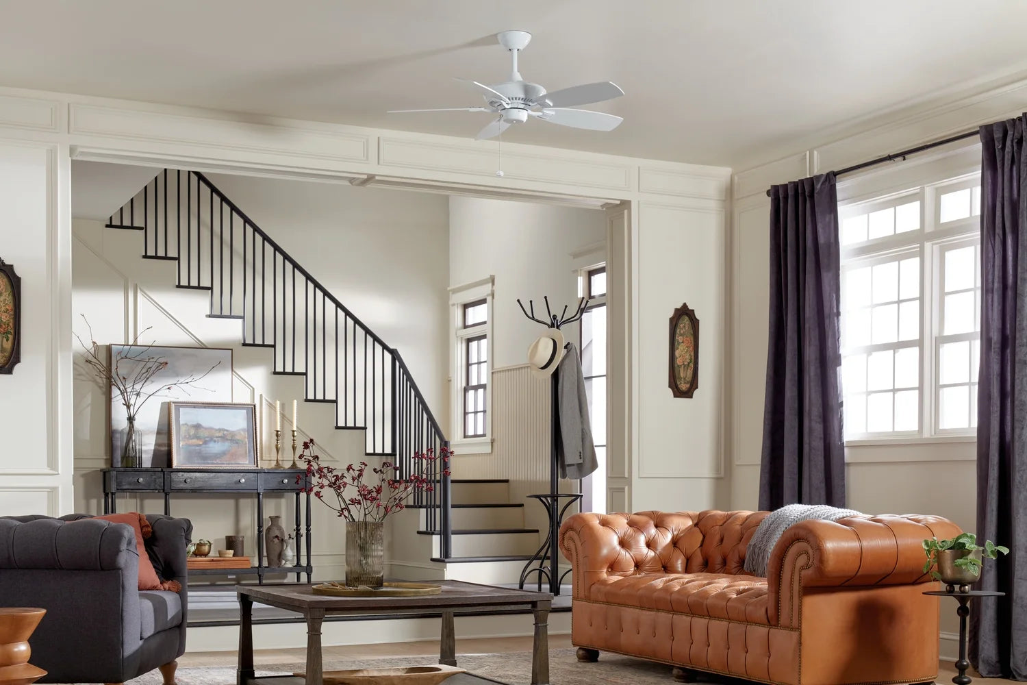 Ceiling Fan With Traditional Inspirations 14 Inches Tall By 44 Inches Wide-White Finish Kichler Lighting 300107Wh