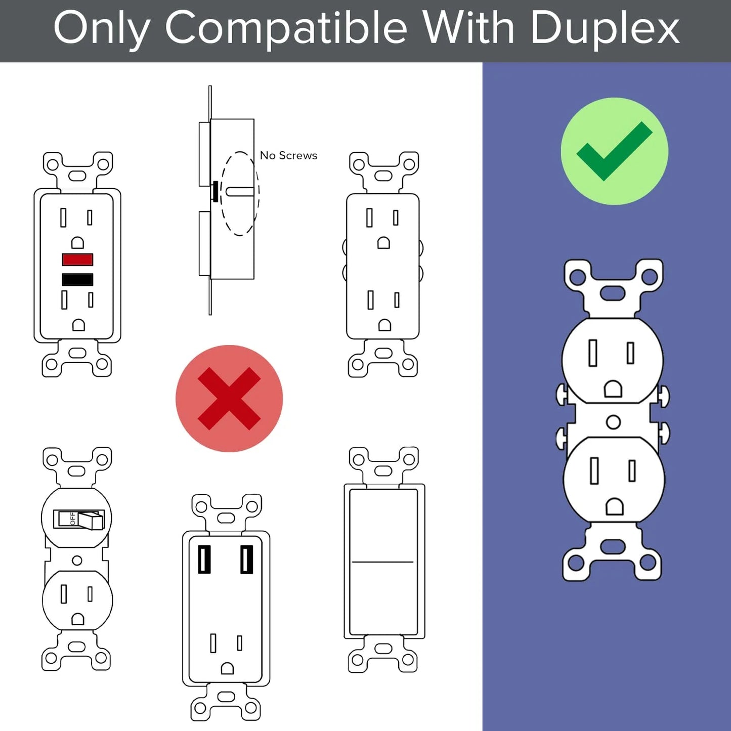 6 Pack - SnapPower GuideLight 2 [For Duplex Outlets] - Replaces Plug-In Night Light - Electrical Receptacle Wall Plate With LED Night Lights - Auto On/Off Sensor - (Duplex, White)