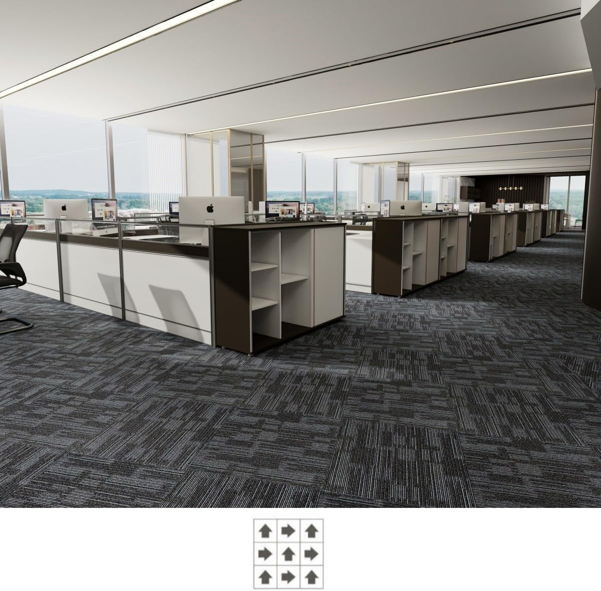 Fas Home Carpet Floor Tiles 24? x 24? Commercial Carpet Squares 18 Pcs Peel and Stick Non-Slip Office Soft Tiles DIY Installation for Living Room Bedroom Study Hotel, Dark Gray
