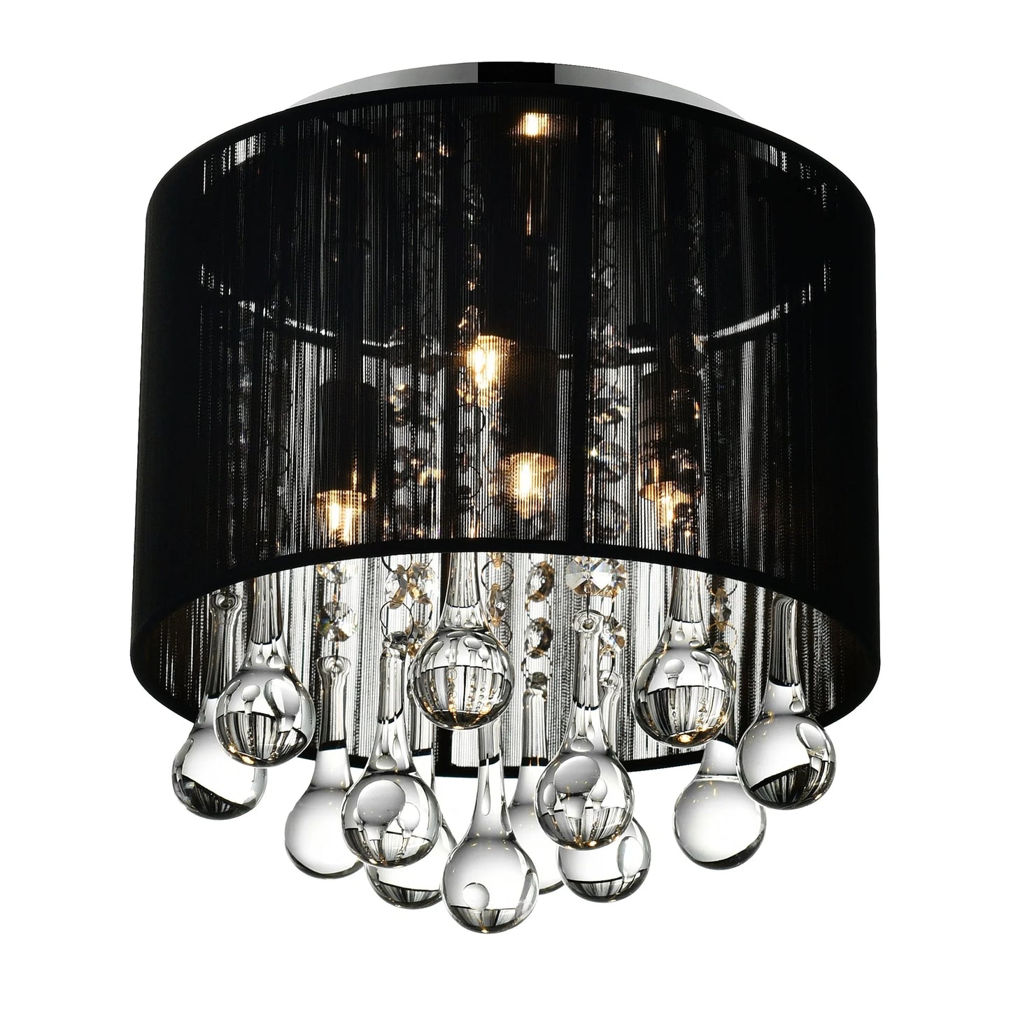 CWI Lighting Water Drop 4 Light Drum Shade Metal Flush Mount in Chrome