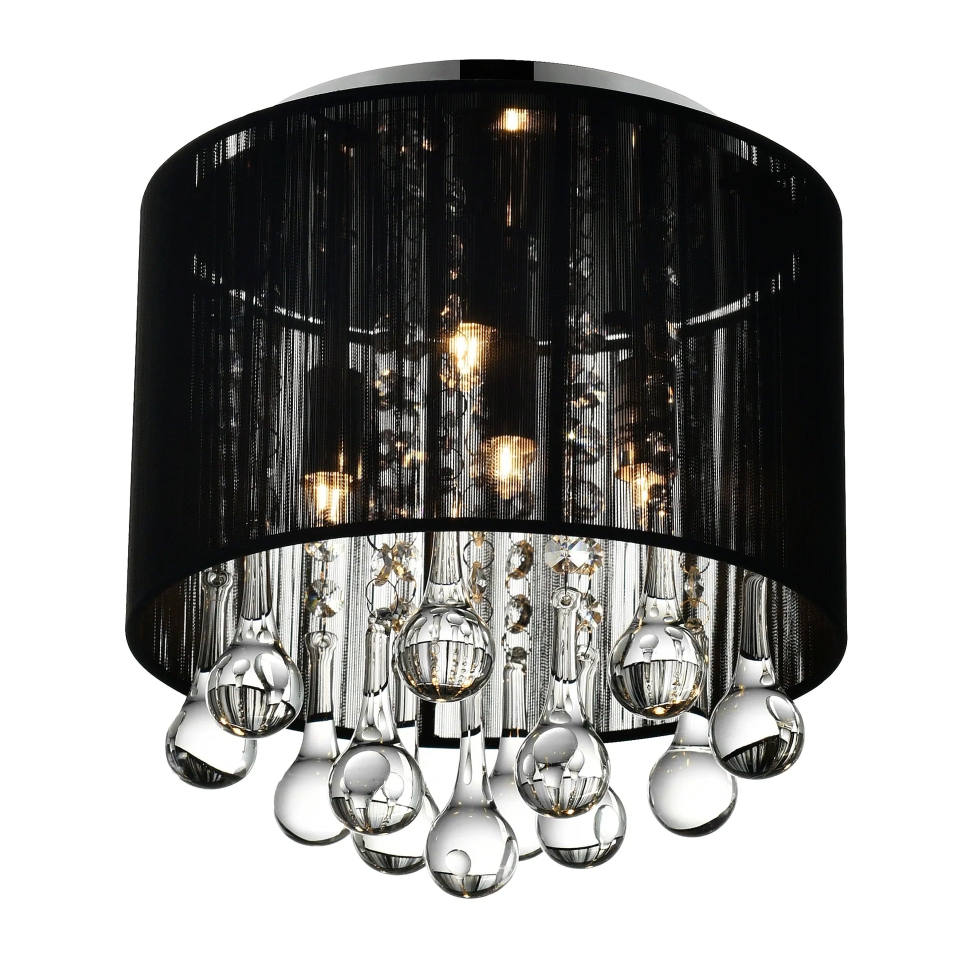 CWI Lighting Water Drop 4 Light Drum Shade Metal Flush Mount in Chrome