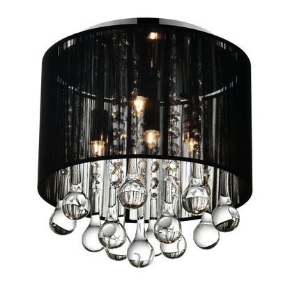 CWI Lighting Water Drop 4 Light Drum Shade Metal Flush Mount in Chrome
