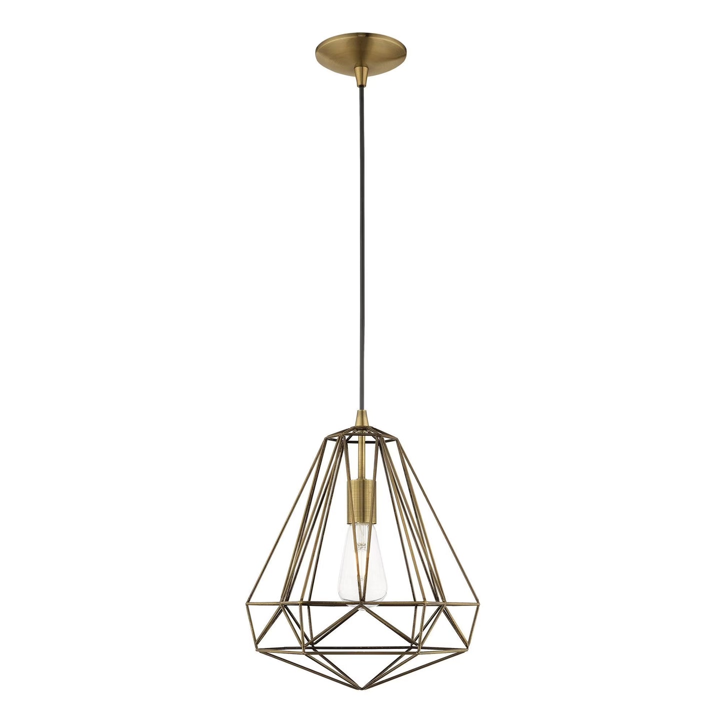 41324-69-Livex Lighting-Knox - 1 Light Pendant In Geometric Style-18 Inches Tall and 12.25 Inches Wide-Shiny White Finish -Traditional Installation