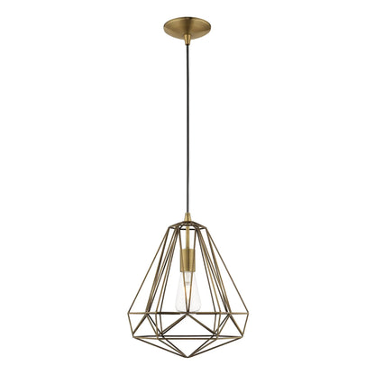41324-69-Livex Lighting-Knox - 1 Light Pendant In Geometric Style-18 Inches Tall and 12.25 Inches Wide-Shiny White Finish -Traditional Installation