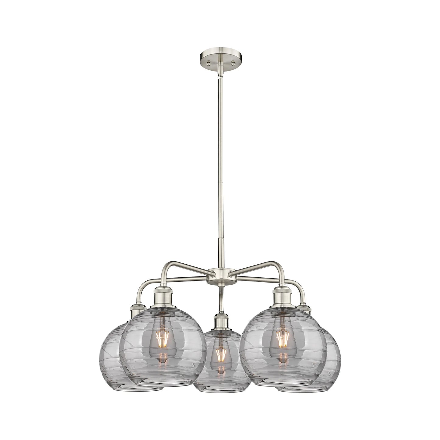 516-5CR-AC-G1213-8SM-Innovations Lighting-Athens Deco Swirl - 5 Light Stem Hung Chandelier In Industrial Style-15.38 Inches Tall and 26 Inches