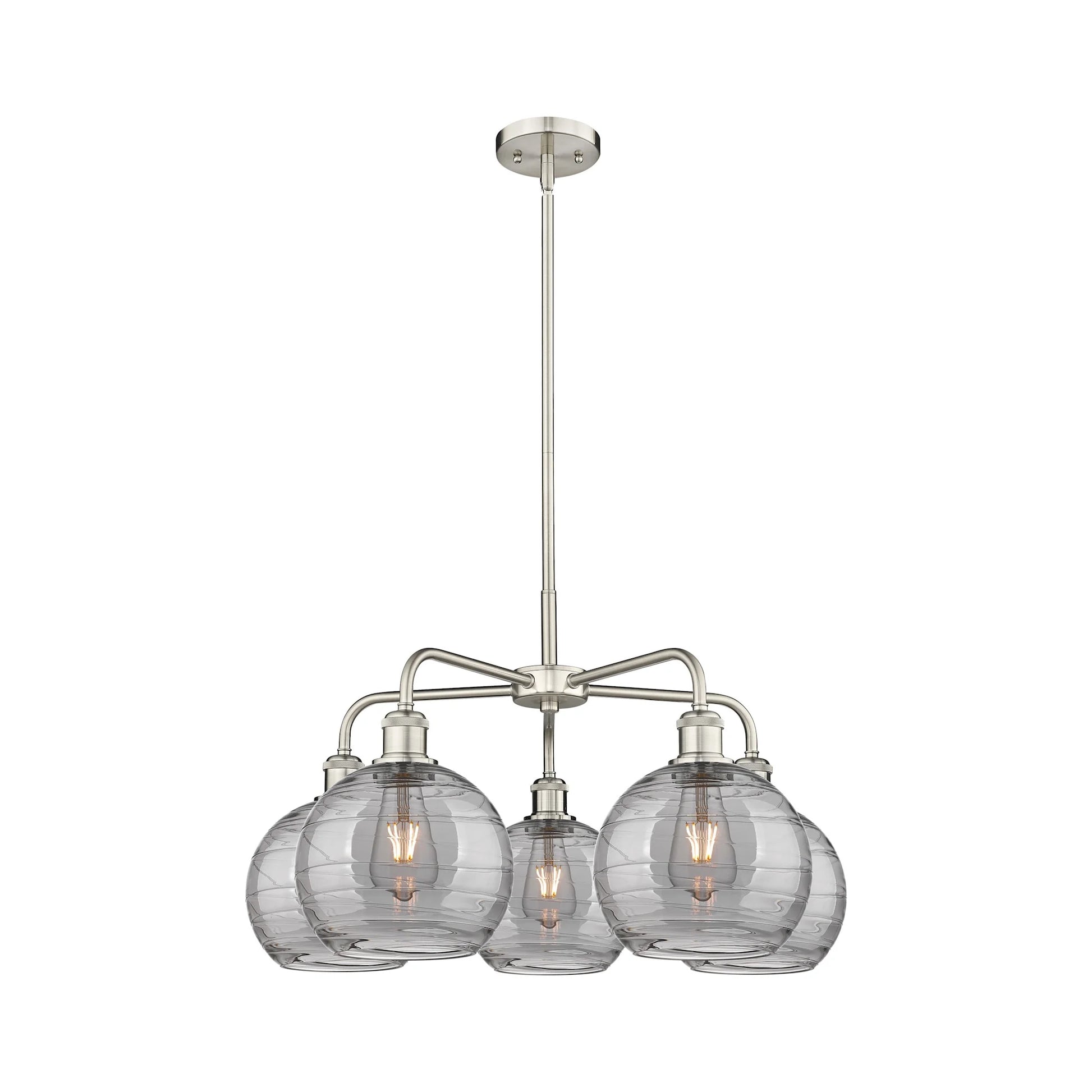 516-5CR-AC-G1213-8SM-Innovations Lighting-Athens Deco Swirl - 5 Light Stem Hung Chandelier In Industrial Style-15.38 Inches Tall and 26 Inches