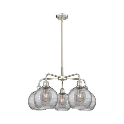 516-5CR-AC-G1213-8SM-Innovations Lighting-Athens Deco Swirl - 5 Light Stem Hung Chandelier In Industrial Style-15.38 Inches Tall and 26 Inches