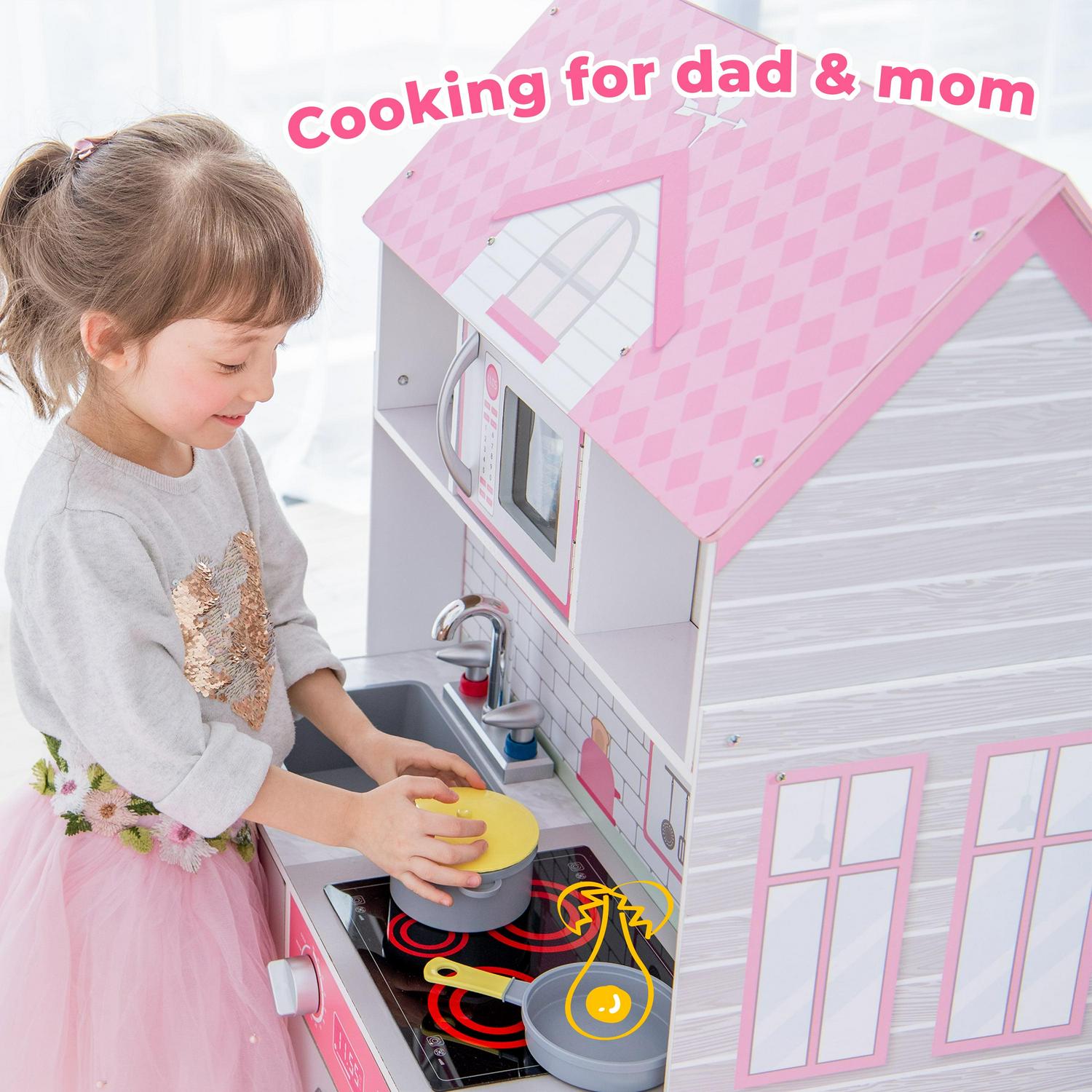 Teamson Kids Wonderland Ariel 2-in-1 Dollhouse/Play Kitchen Set
