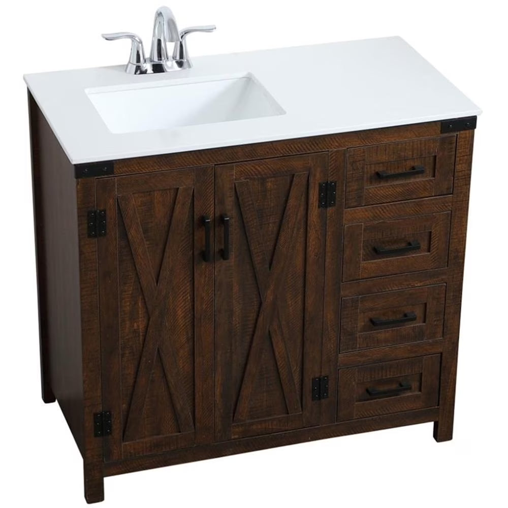 Elegant Lighting Vf90236 Grant 36" Free Standing Single Basin Vanity Set - White